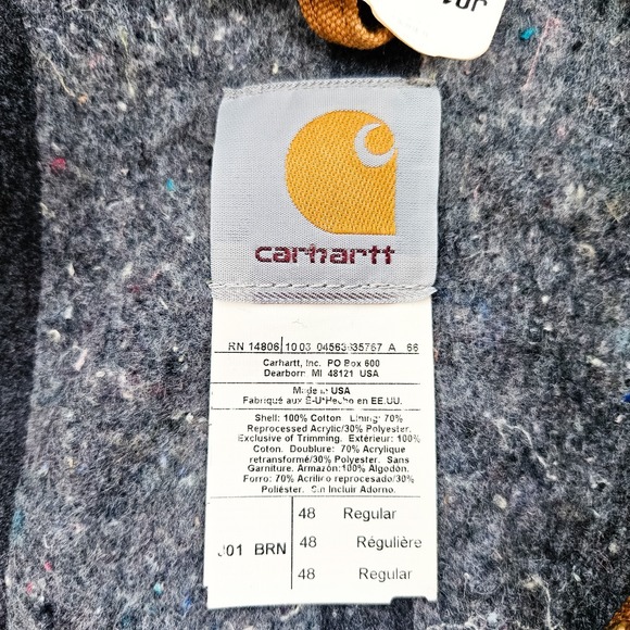 Vtg Carhartt Detroit J01 Canvas Duck Jacket 48 Reg Blanket Lining Brown New NWT - Picture 8 of 12